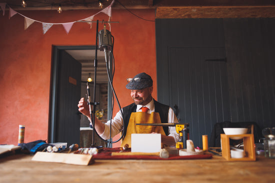 Giles Kozdon demonstrating making your own wedding ring luxury experience at pauntley court wedding venue